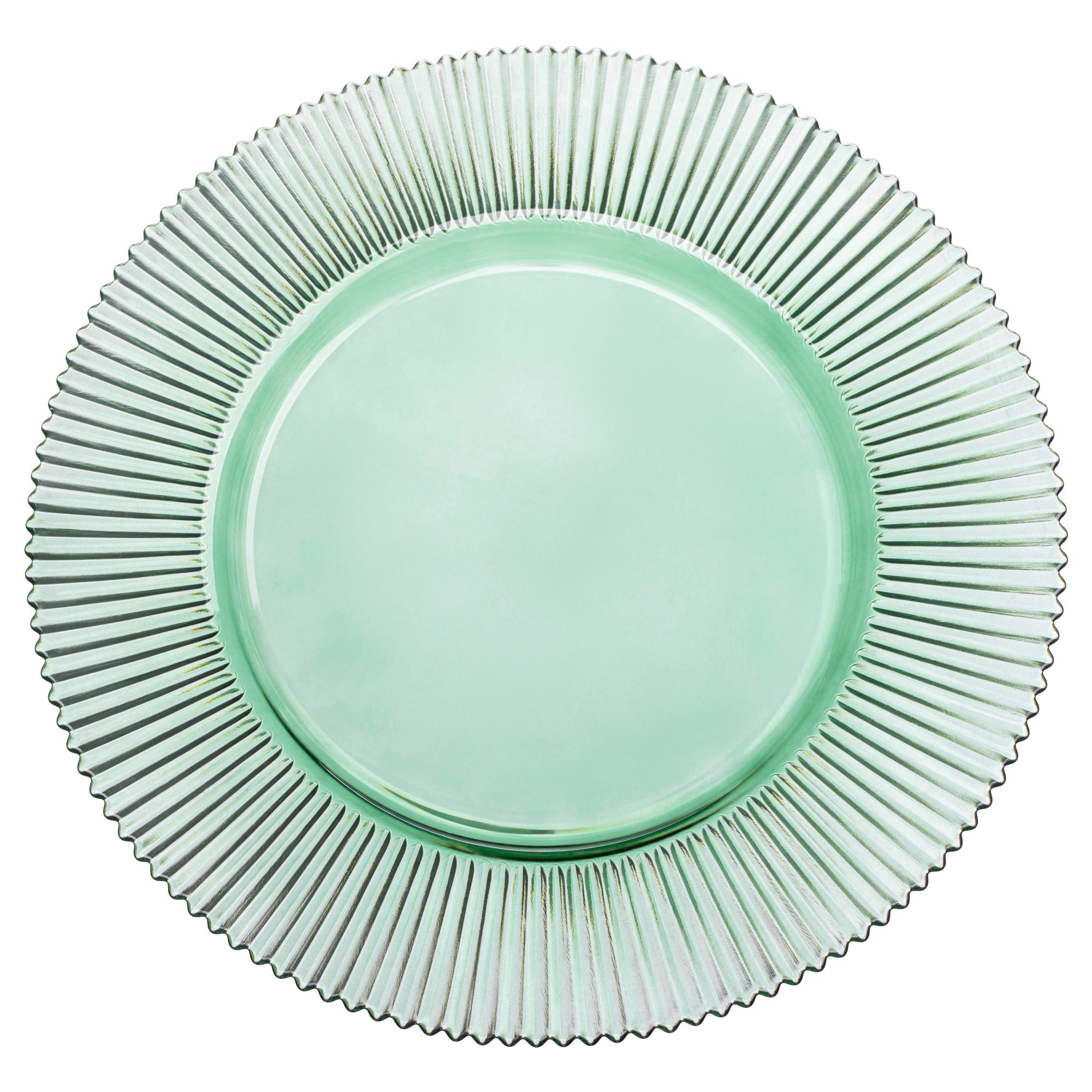 Vikko - Decor, Forest, Ribbed Glass Charger, Green, 13" Set of Six