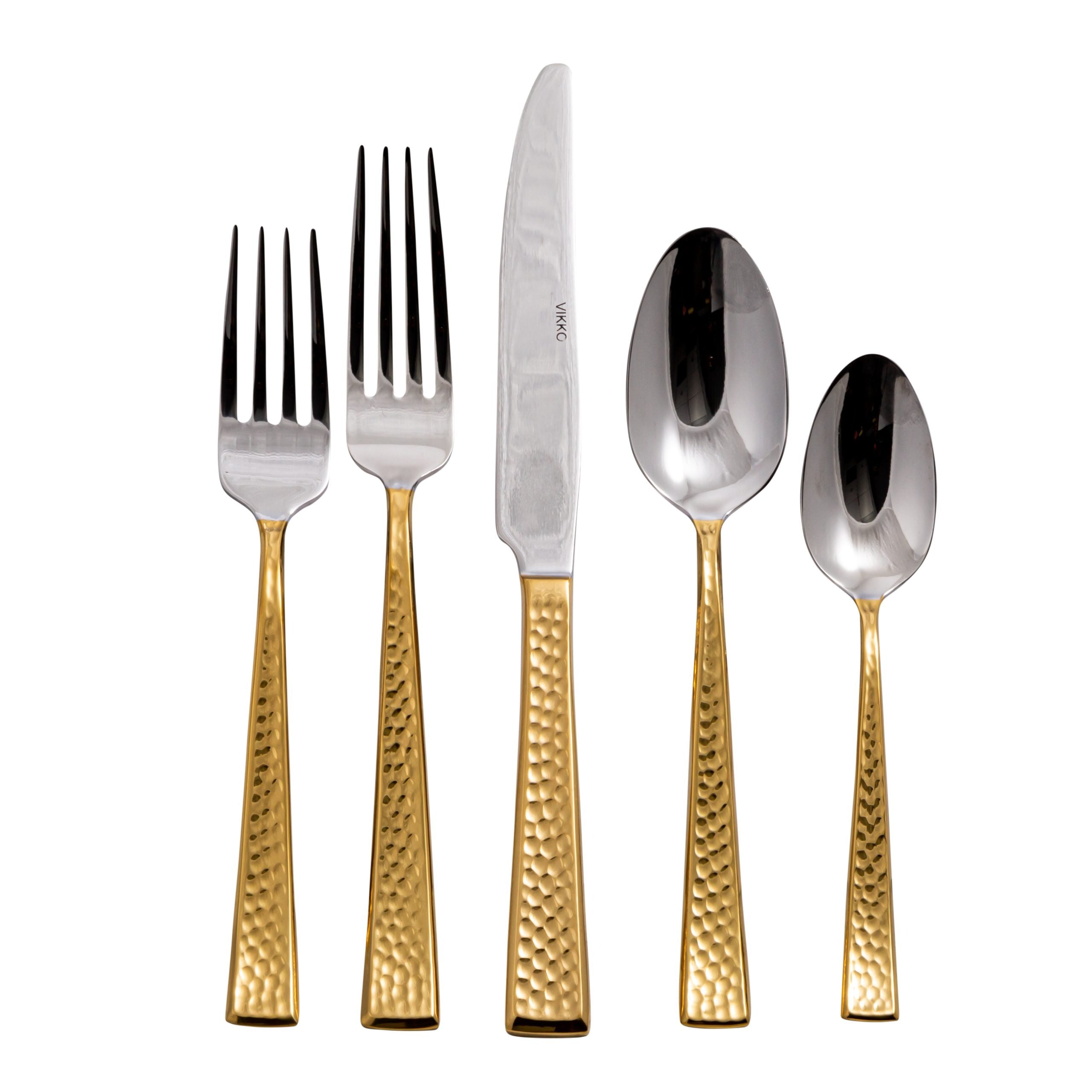 Vikko - Ruby Shiny Silver with Gold Handle20 Pc Flatware Set