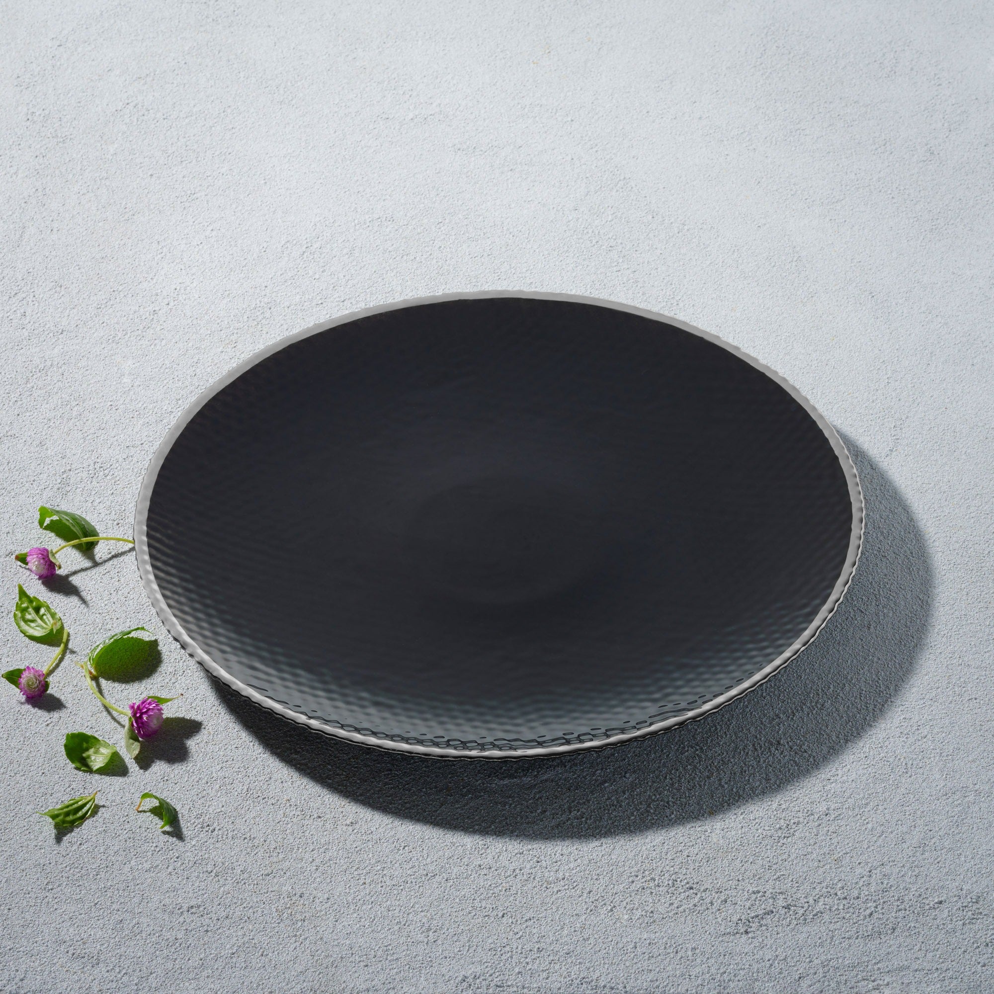 Vikko - Maple, Glass Charger, Black with Silver Rim, 13" Set of Six