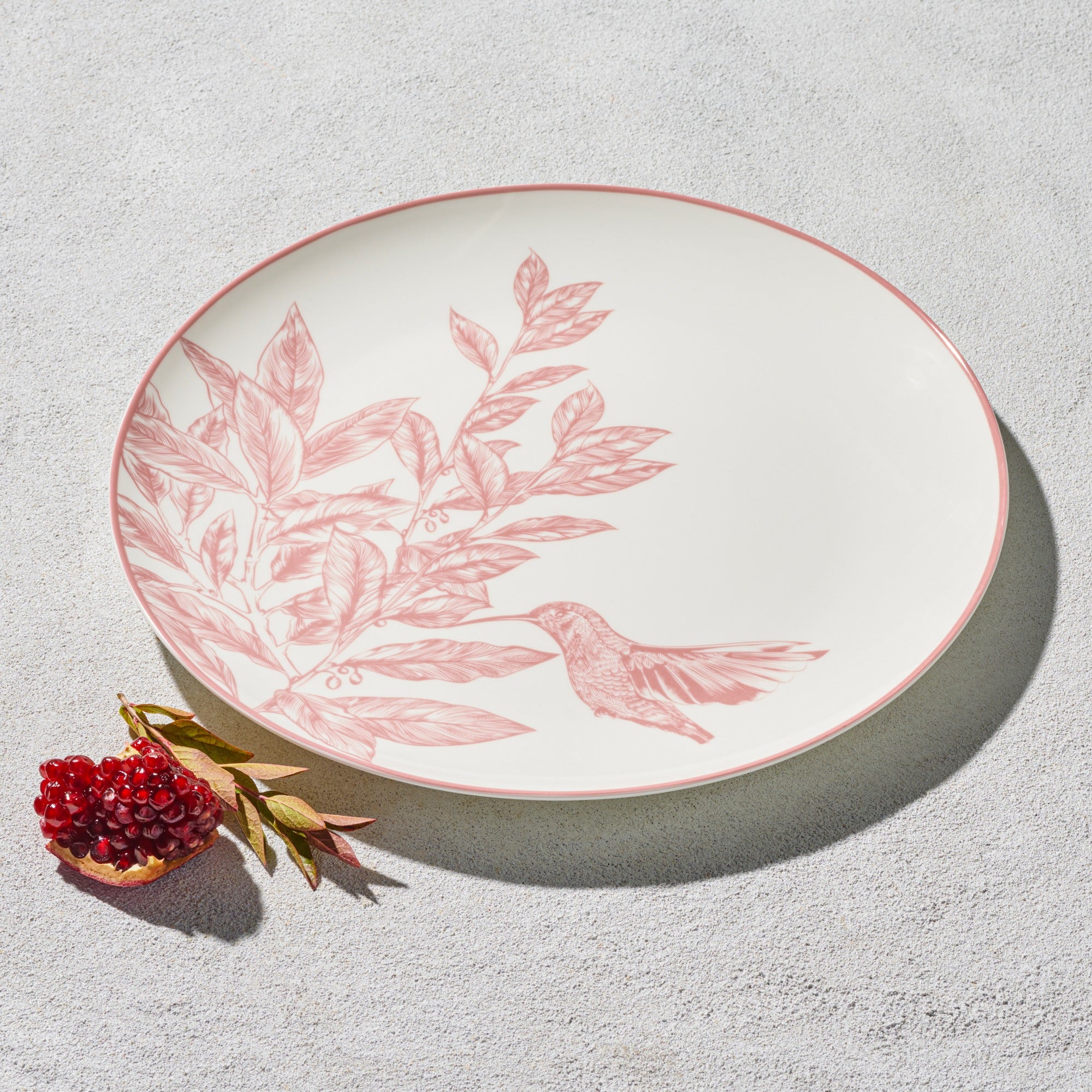 Vikko - Bliss, Hummingbird, Charger Plate, Blush, 12" Set of Six