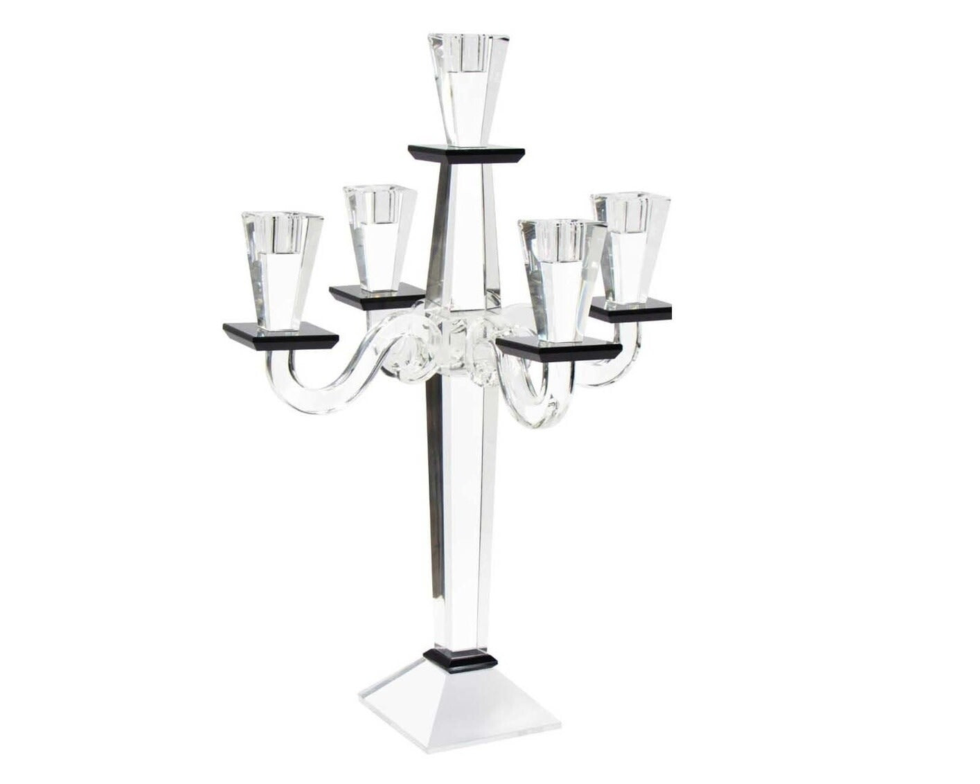 Jerusalem Crystal Black 5 Branch Candelabra