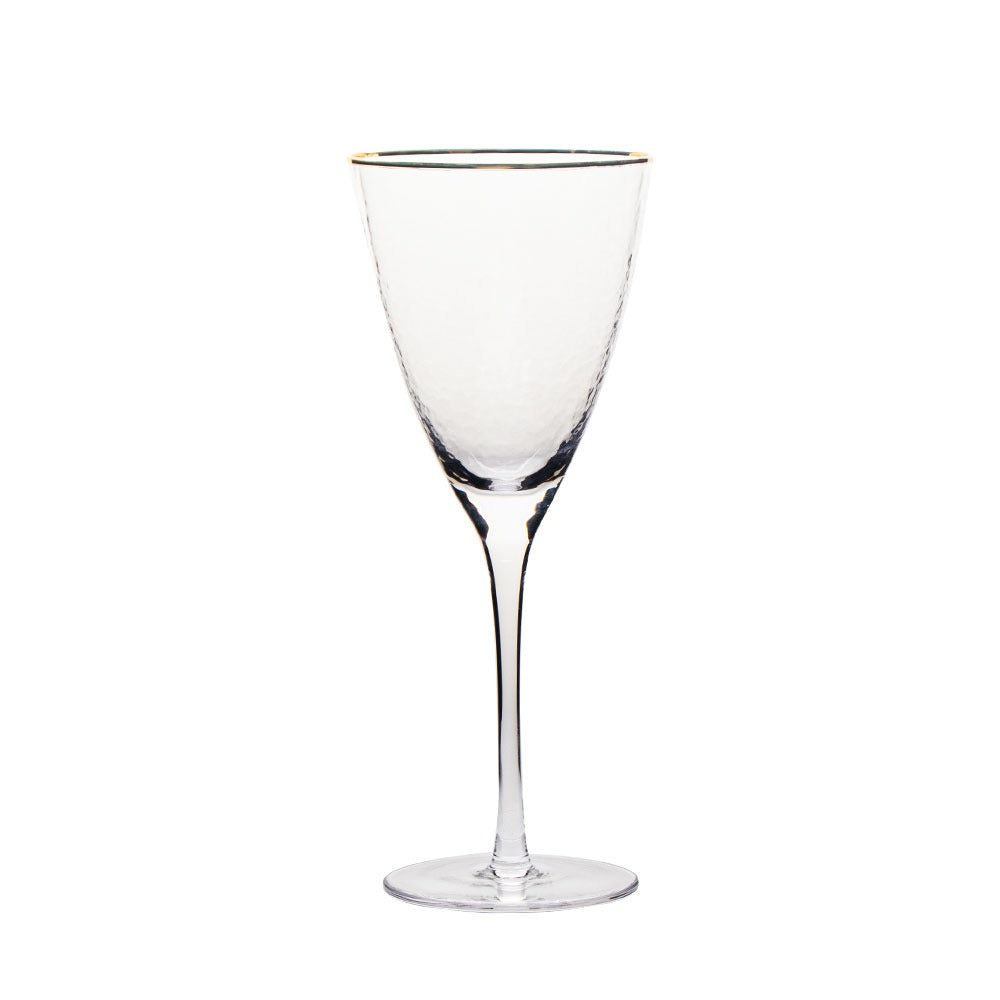 Gold Rim, Hammered Wine Glass, 11.5 Oz, Set of 6