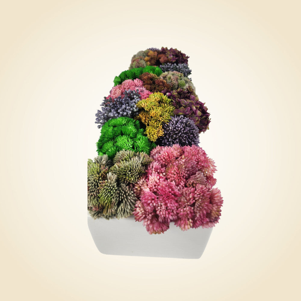 Floral Arrangement in 20 Inch White Rectangle Planter