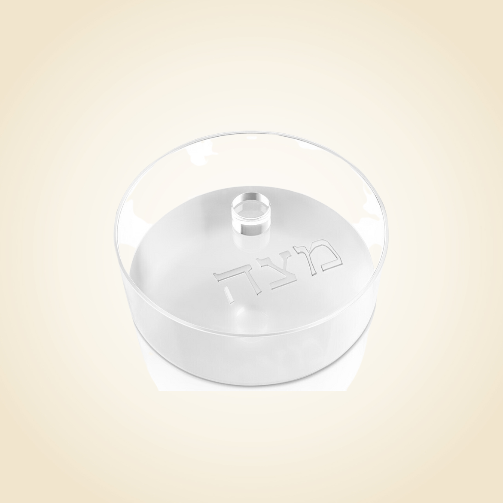 Luxe Round Matzah Box With Pearl Silver Bottom