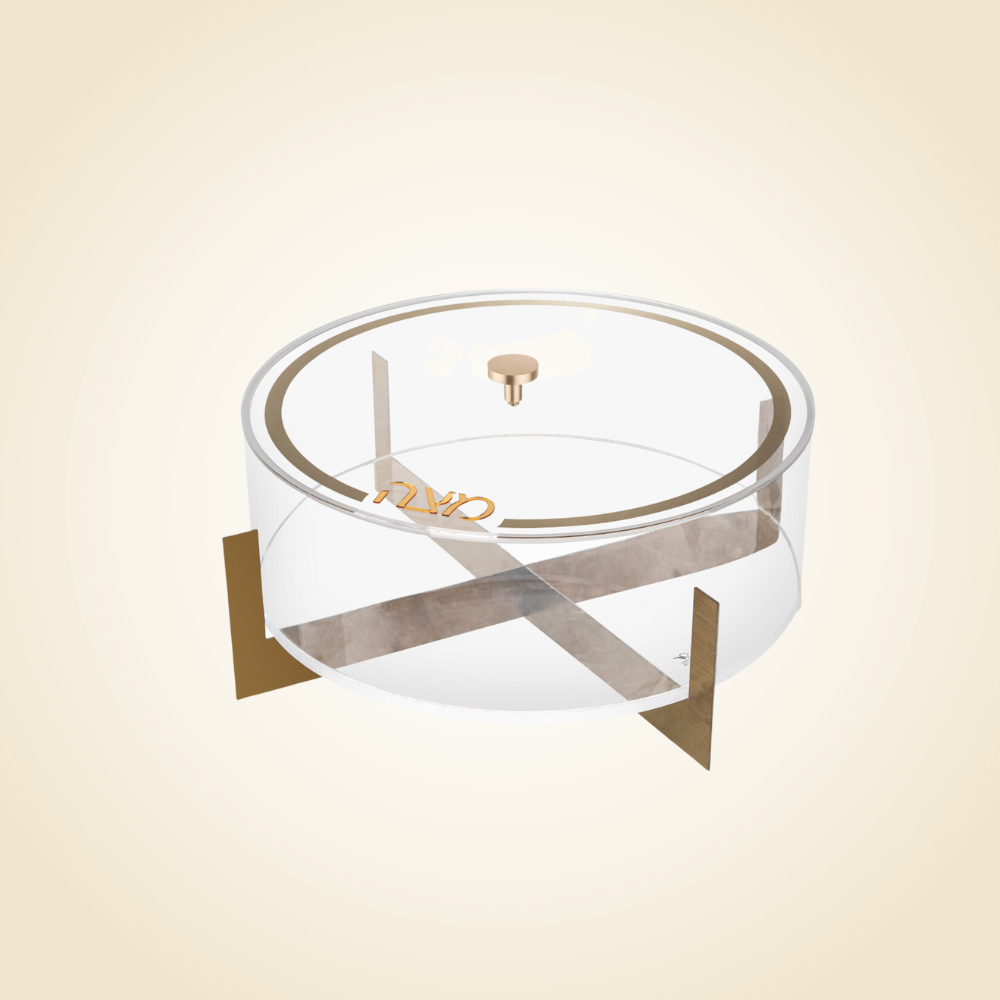 Metal Matzah Box Clear/Gold