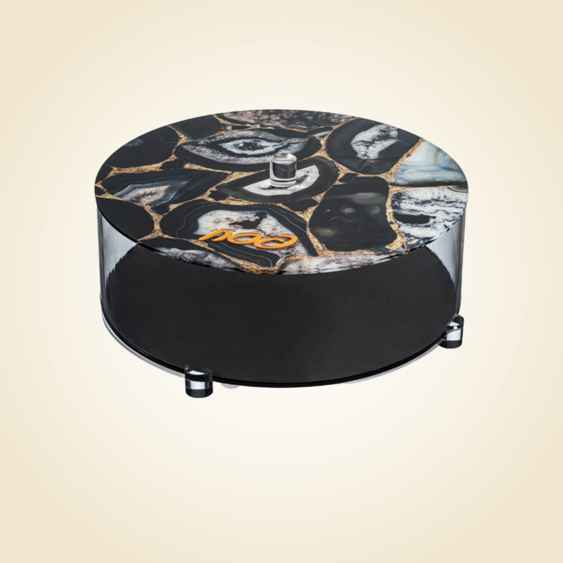 Black & Gold Agate Lucite Matzah Box