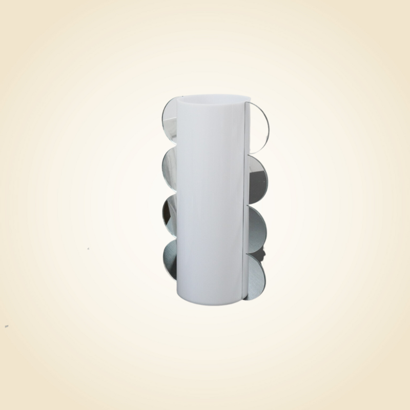 Lucite Mirror Accented White Vase