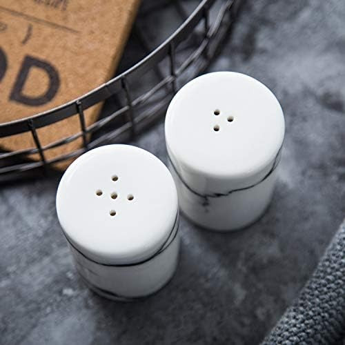 Marble Silver Salt & Pepper Shakers