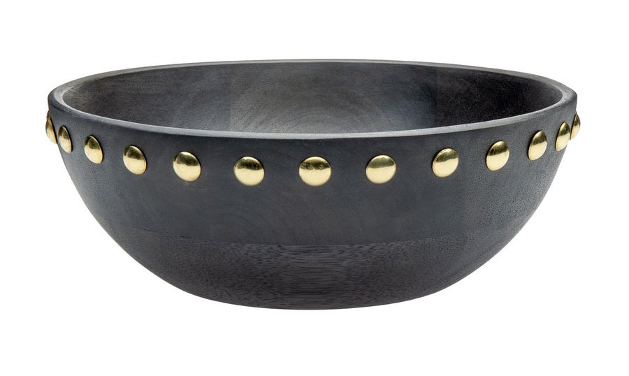 Wood Metal Studded Small Salad Bowl