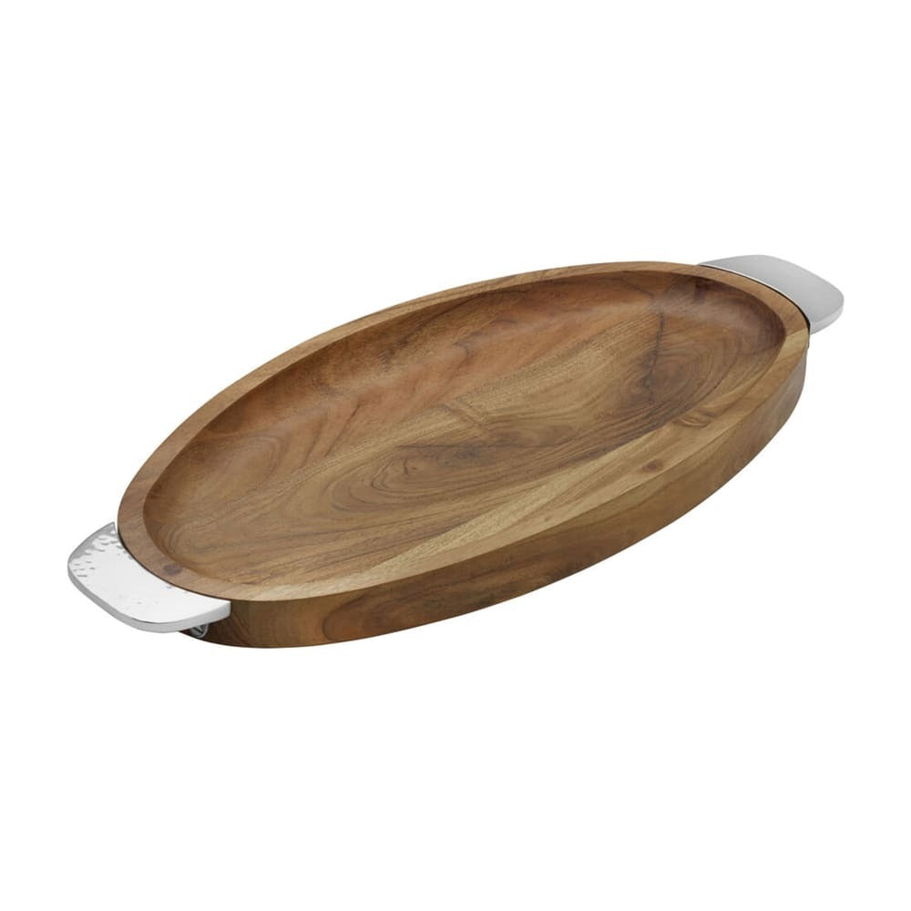 Silver & Wood Oval Platter