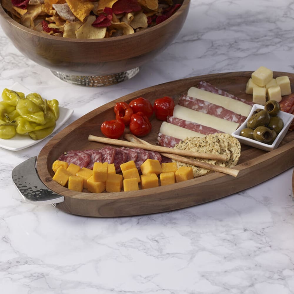 Silver & Wood Oval Platter