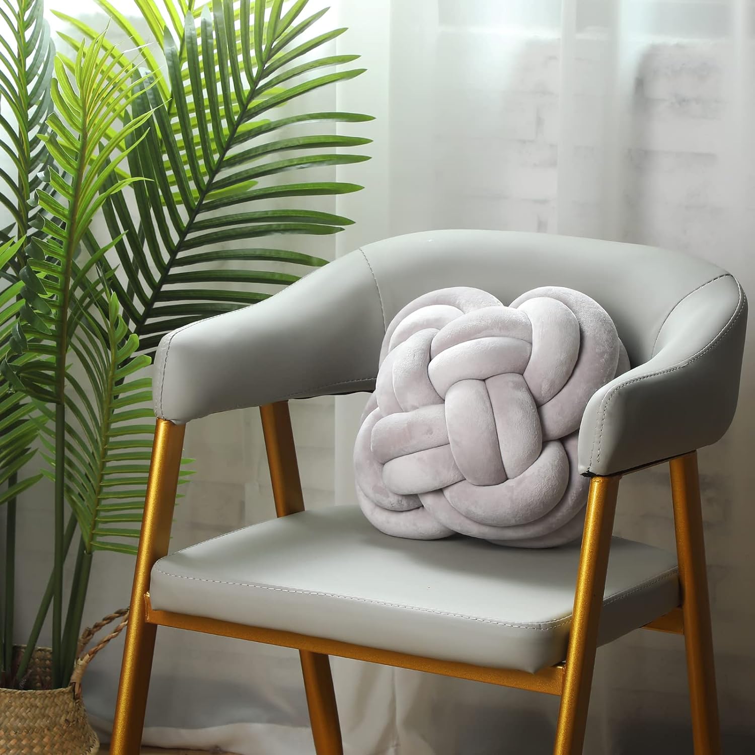 Light Gray Knot Pillow 12"