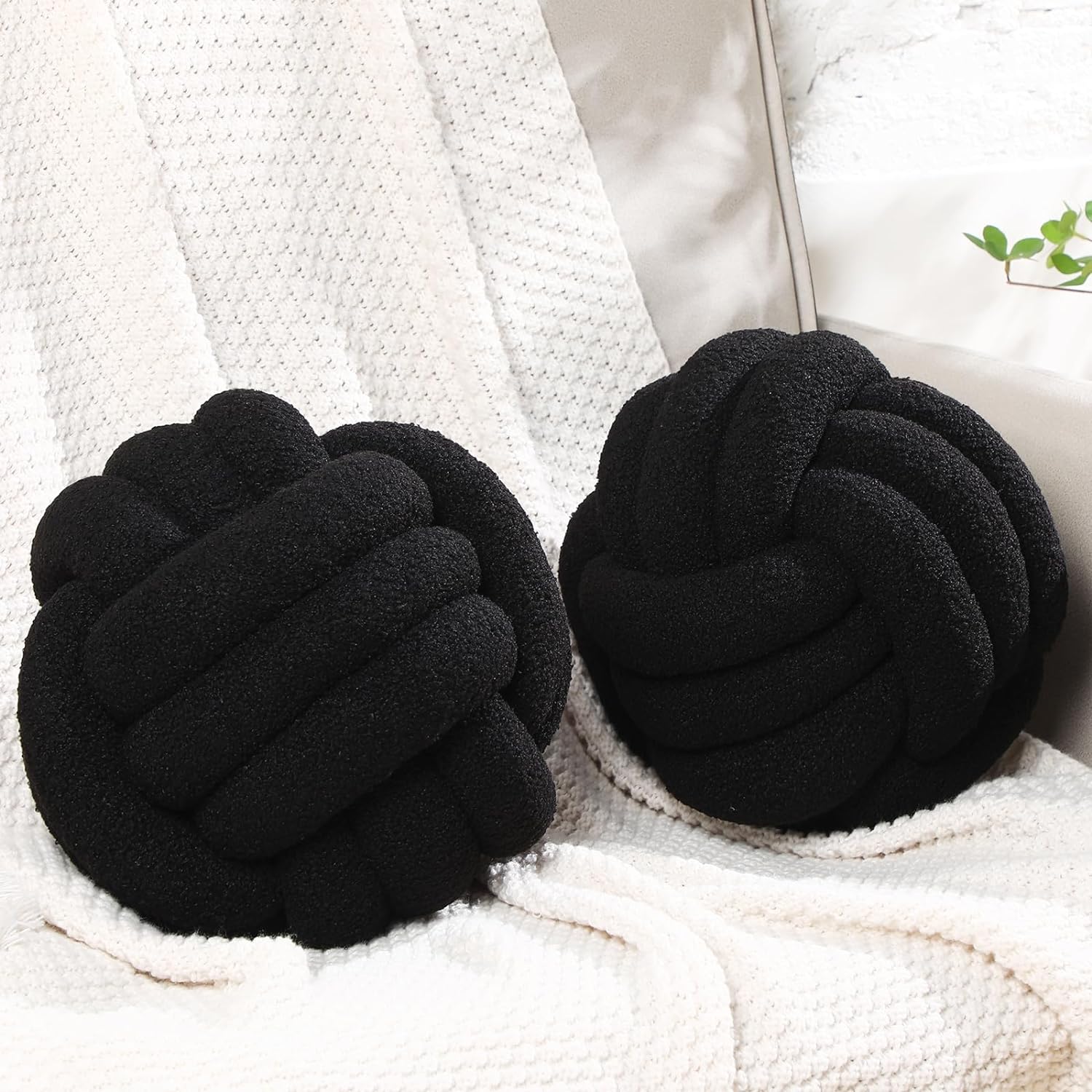 Black Fleece Knot Pillow 11"
