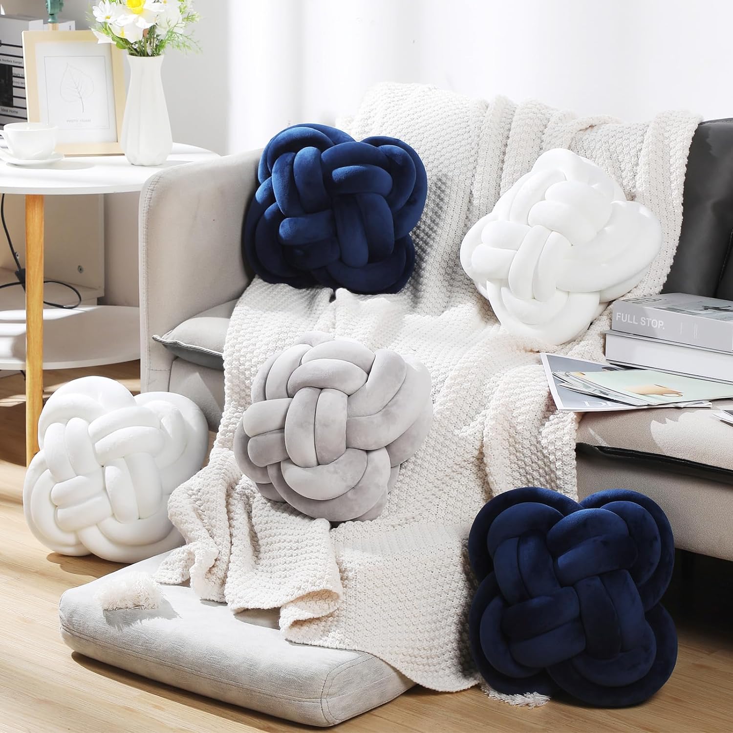 Navy Blue Knot Pillow 12"