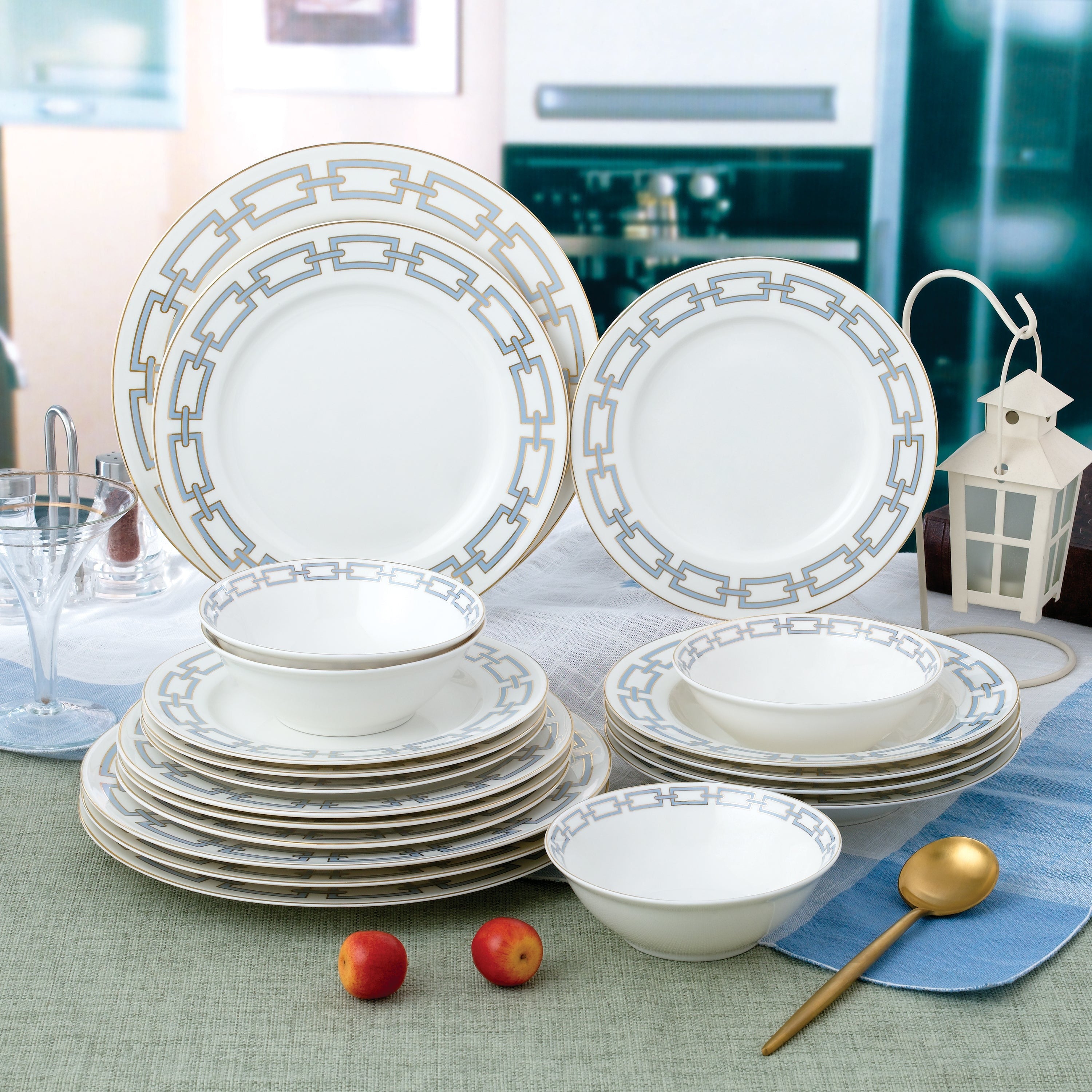 Abbey Light Blue 20 Piece Dinnerware Set