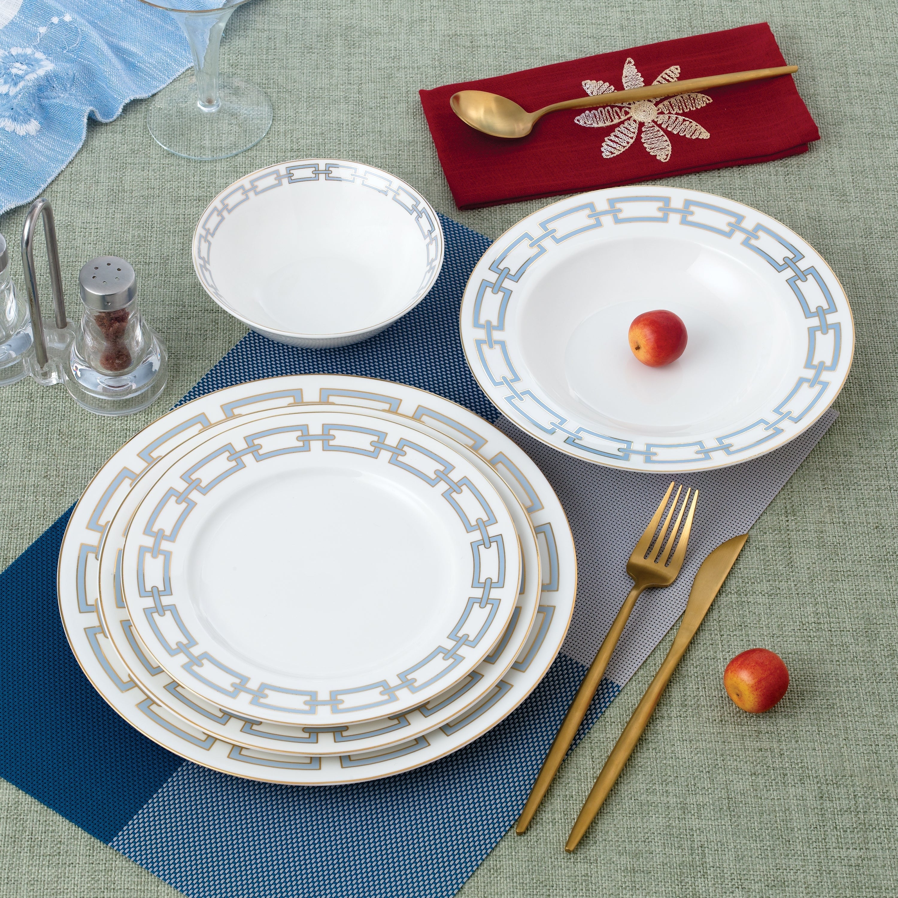 Abbey Light Blue 20 Piece Dinnerware Set