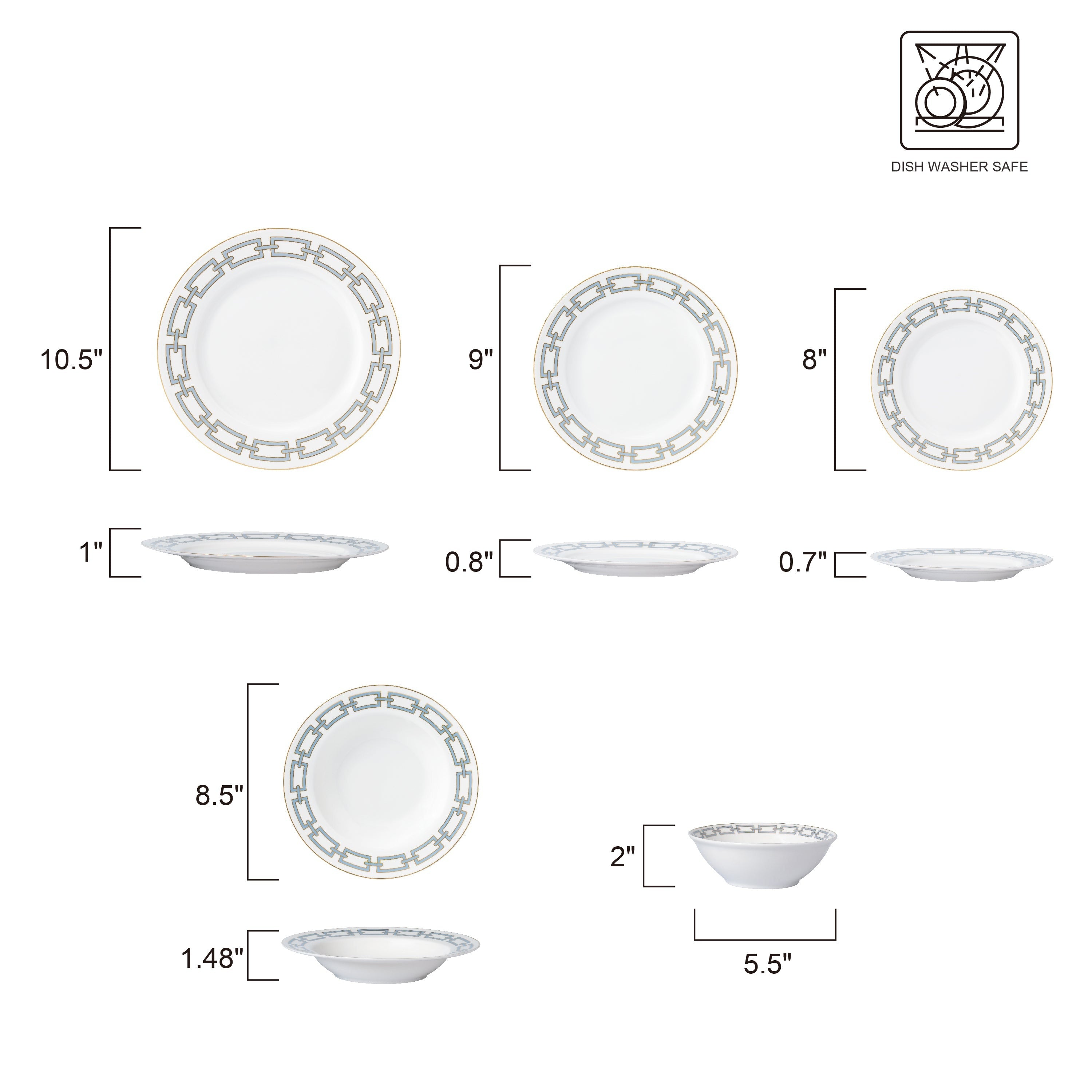 Abbey Light Blue 20 Piece Dinnerware Set