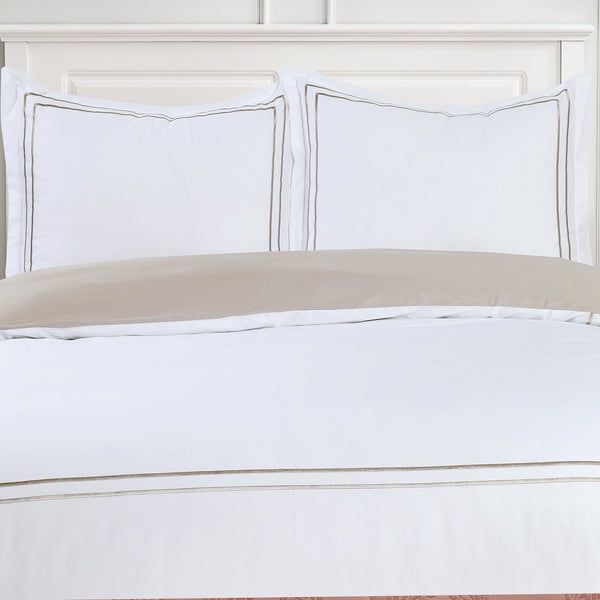 Flora Hotel Collection - White with Taupe Embroidery #BL51-3