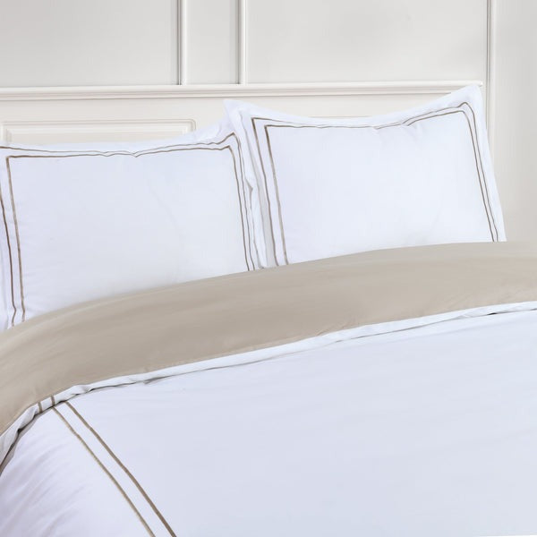Flora Hotel Collection - White with Taupe Embroidery #BL51-3