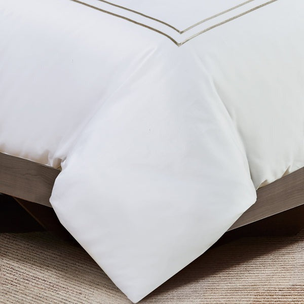 Flora Hotel Collection - White with Taupe Embroidery #BL51-3