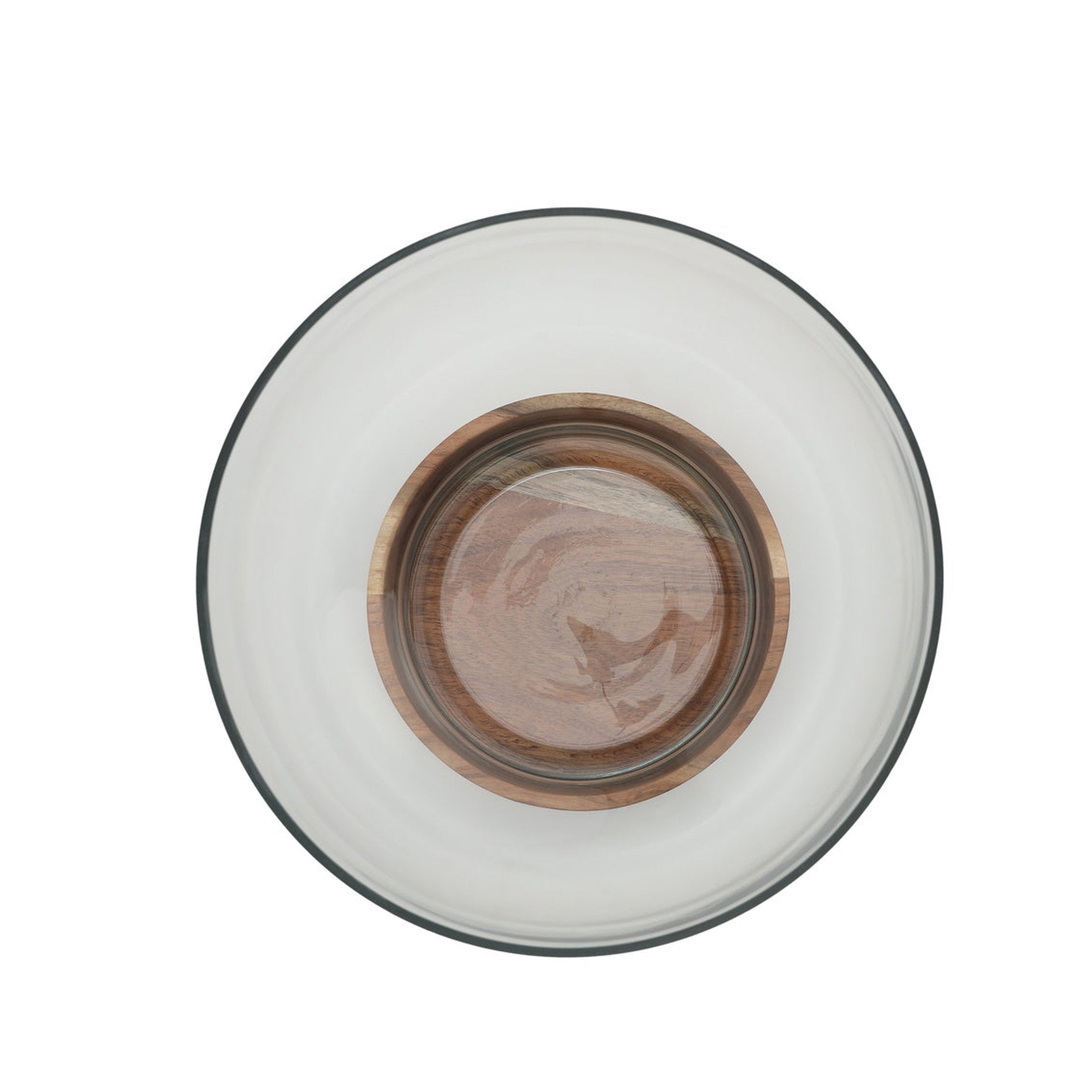 Basic Glass Serving Bowl Wood Base