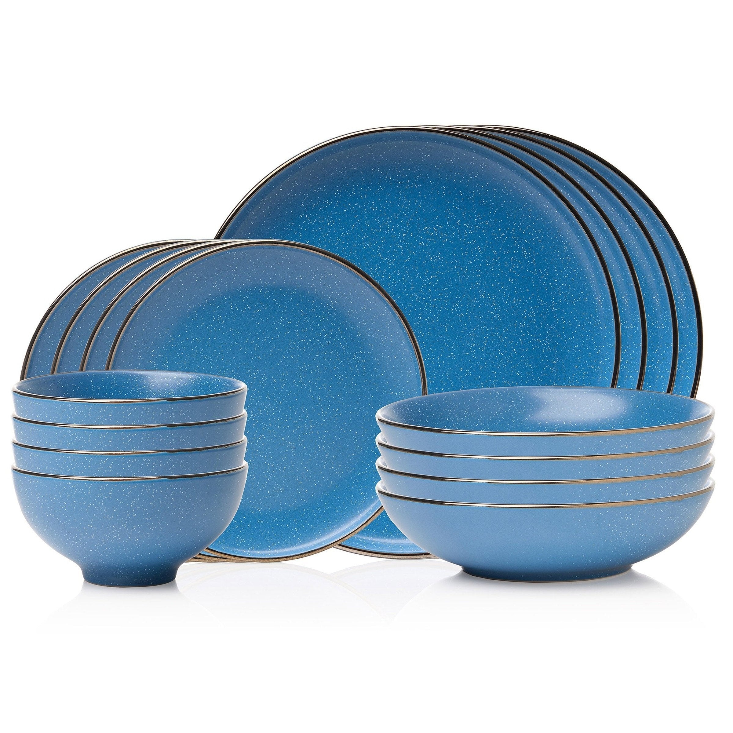 Beaumont Blue Gold Rim 16 Piece Dinnerware Set