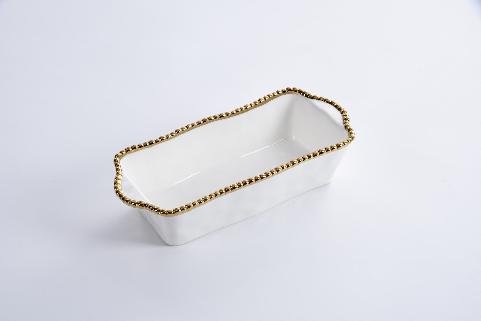 White & Gold Loaf Baking Dish