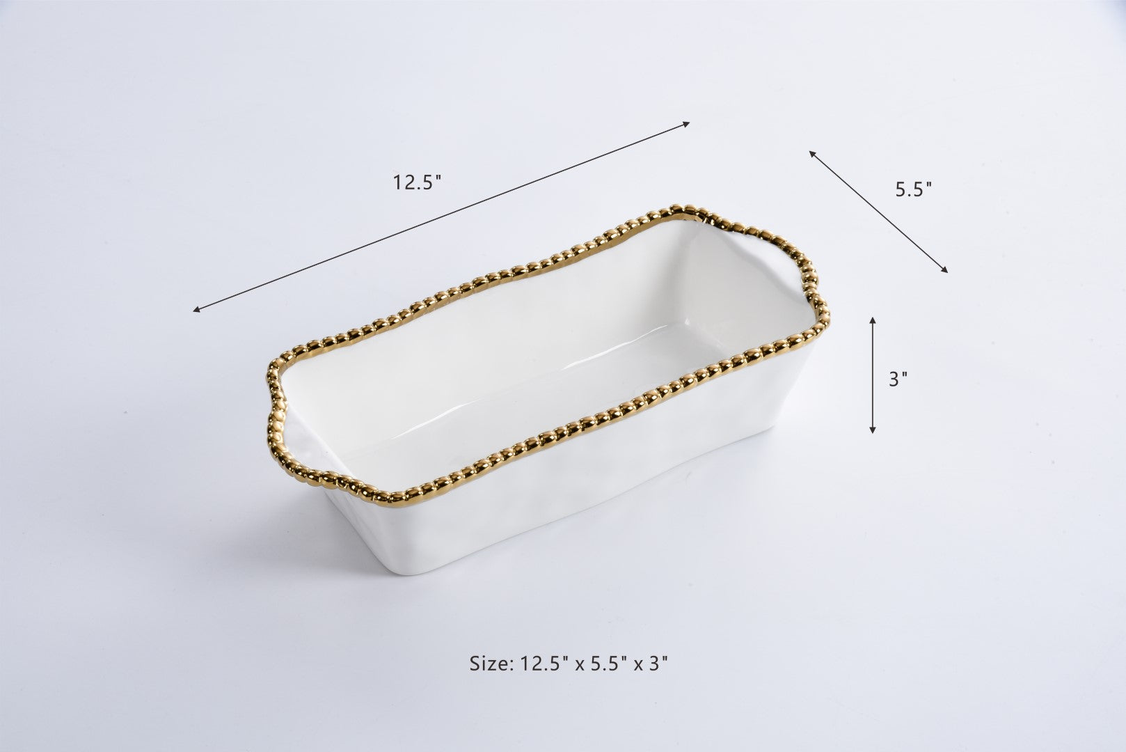 White & Gold Loaf Baking Dish