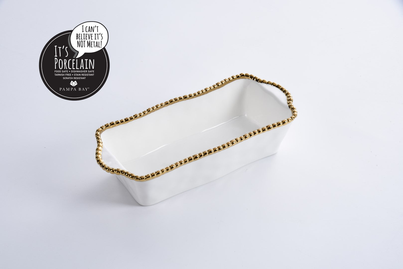 White & Gold Loaf Baking Dish