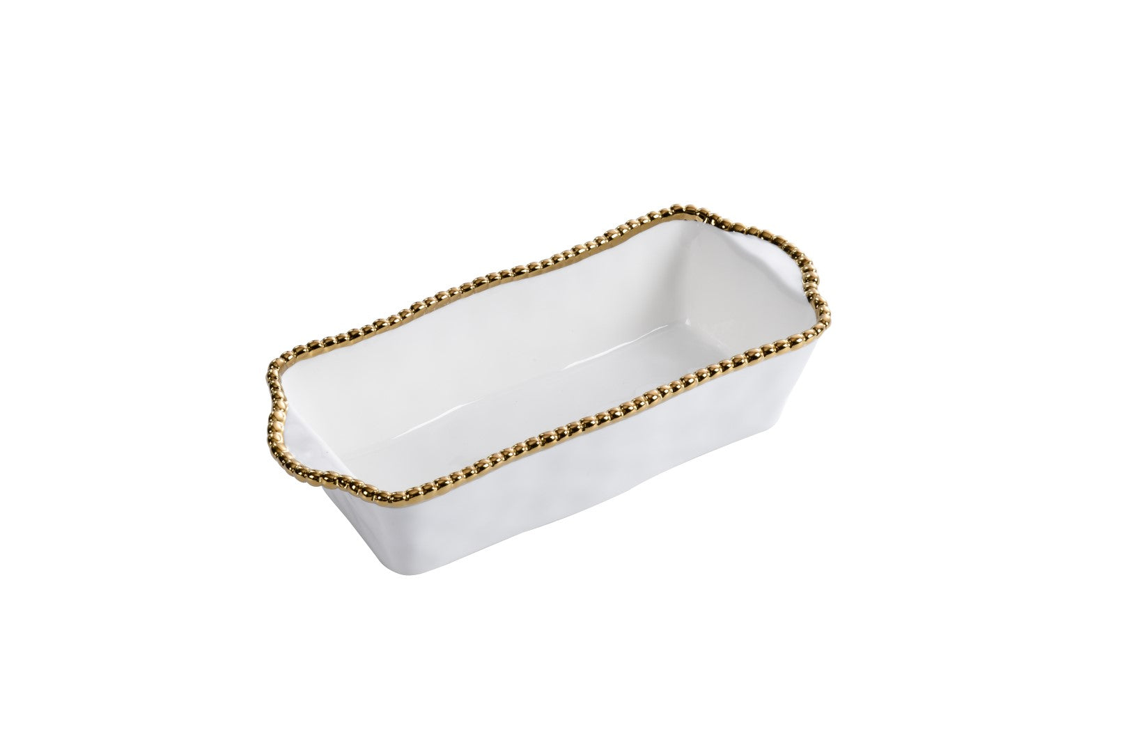 White & Gold Loaf Baking Dish