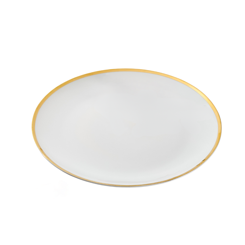 Vikko - Bliss Vintage Charger Plate White with Gold Rim Set of Six