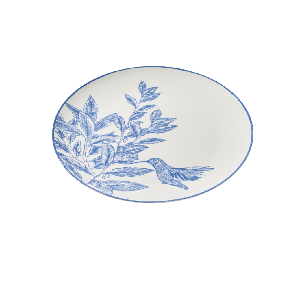 Vikko- Bliss Hummingbird Charger Plate - Blue