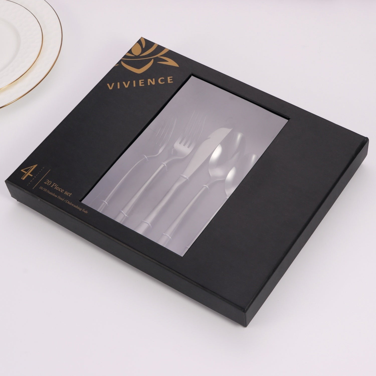 Colorblock Black 20 Piece Flatware