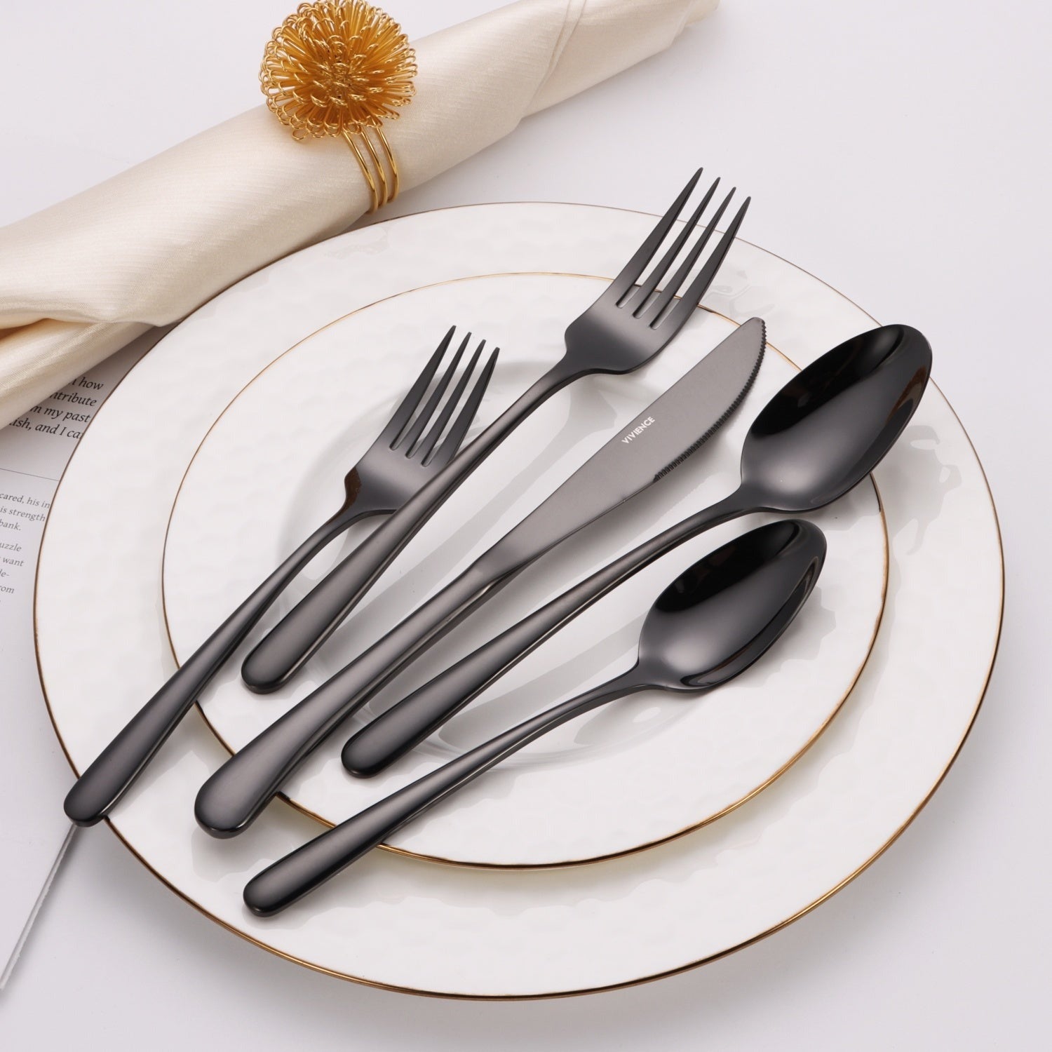 Colorblock Black 20 Piece Flatware