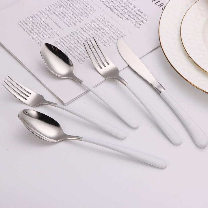 Colorblock Silver & White 20 Piece Flatware