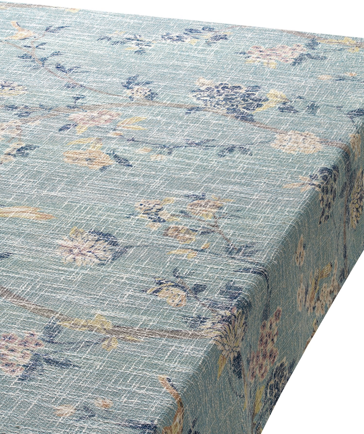 BIRD + FLORAL CHINOISERIE TABLECLOTH 70 x 108| WRINKLE RESISTANT + SPILL-PROOF + OIL STAIN RESISTANT + MACHINE WASHABLE/DRYER SAFE