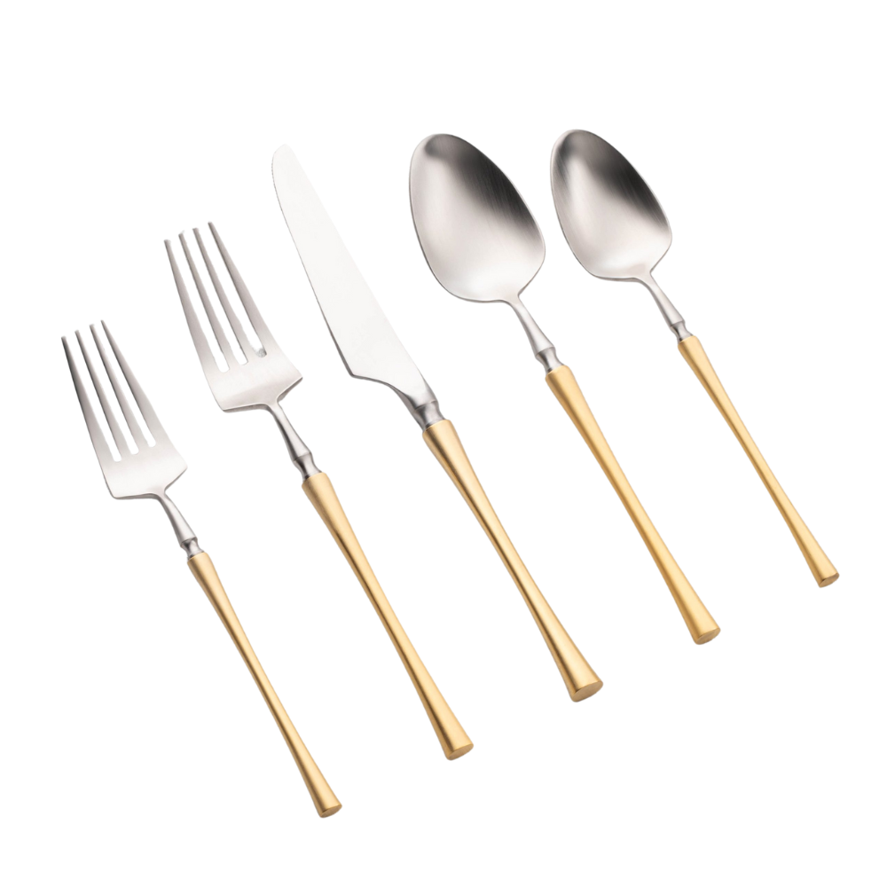 Vikko - Irene Brushed Silver with Gold Handle 20 Pc Flatware Set