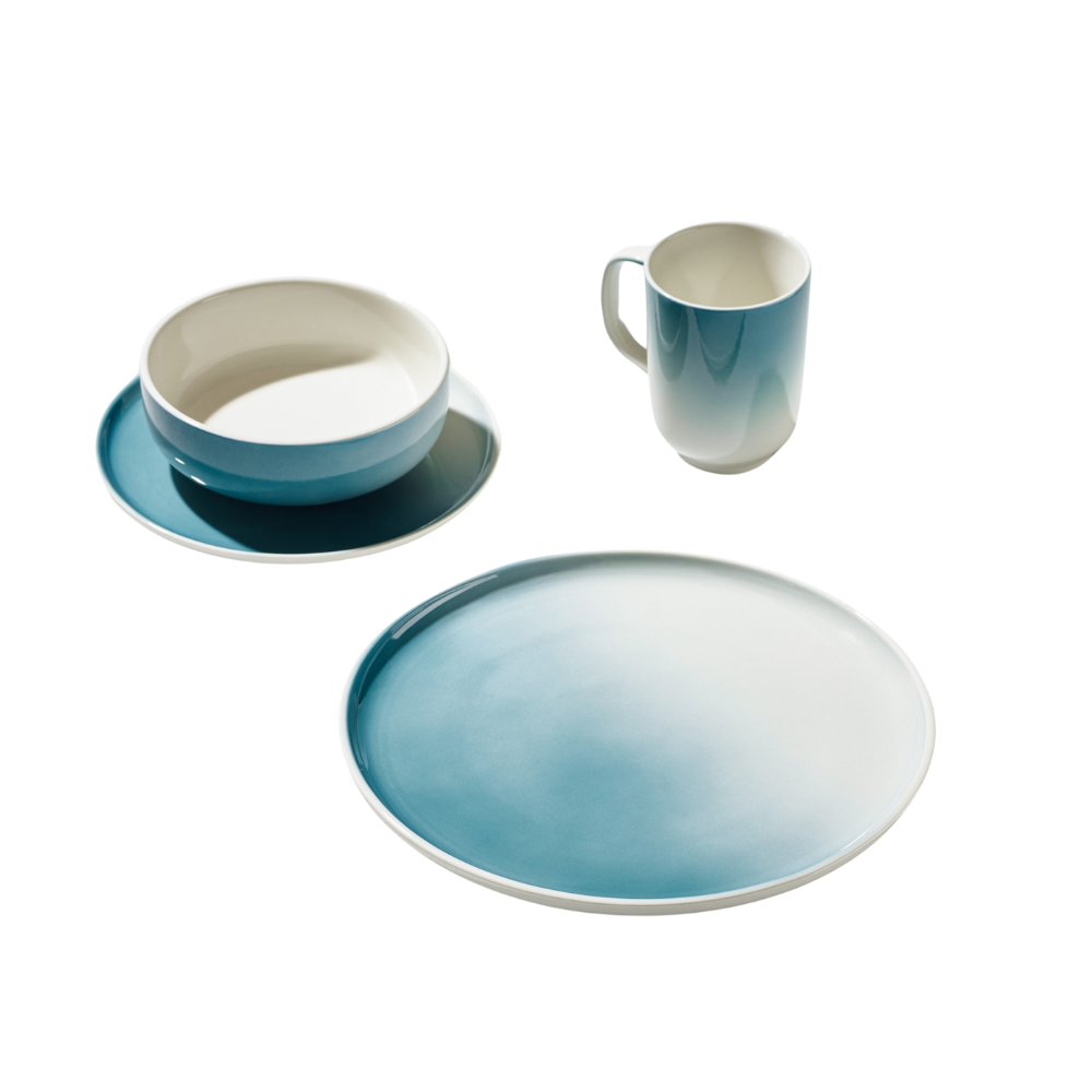 Vikko Classic - Breeze Green, Fine Porcelain 16 Pc Dinnerware Set, Service For 4