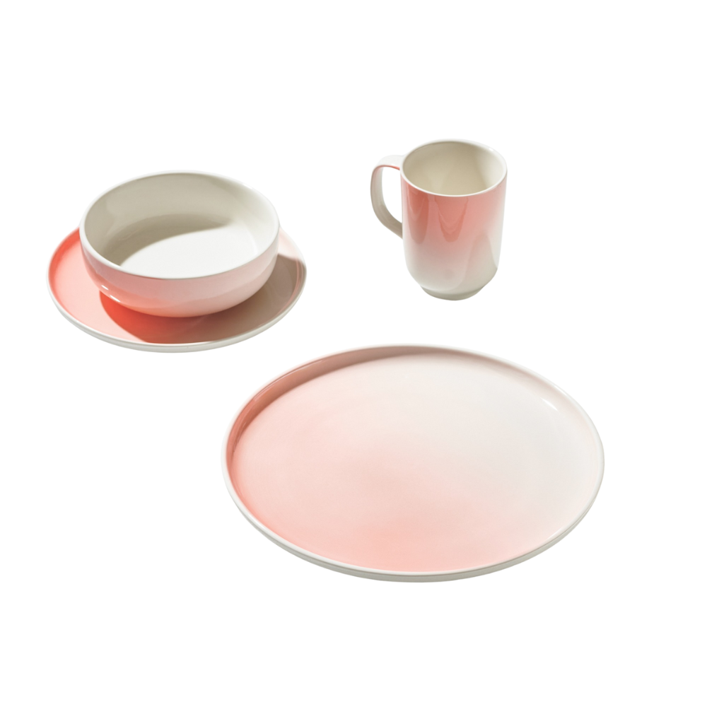 Vikko Classic - Breeze Pink, Fine Porcelain 16 Pc Dinnerware Set, Service For 4