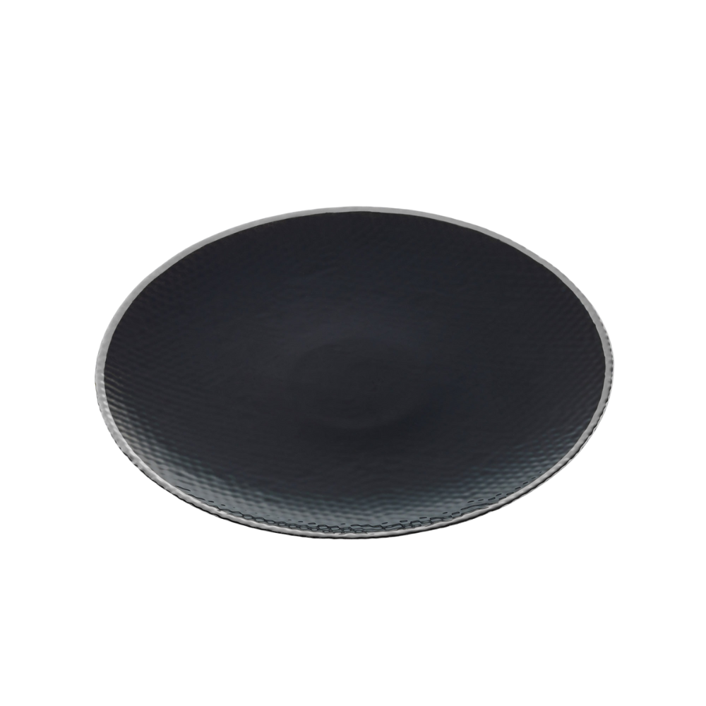 Vikko - Maple, Glass Charger, Black with Silver Rim, 13" Set of Six