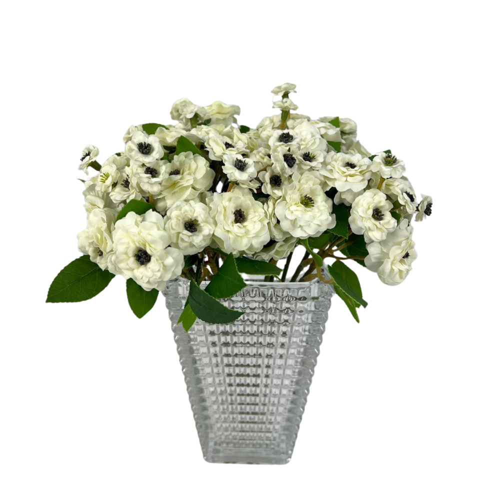 Baccarat Inspired Vase with White Flowers