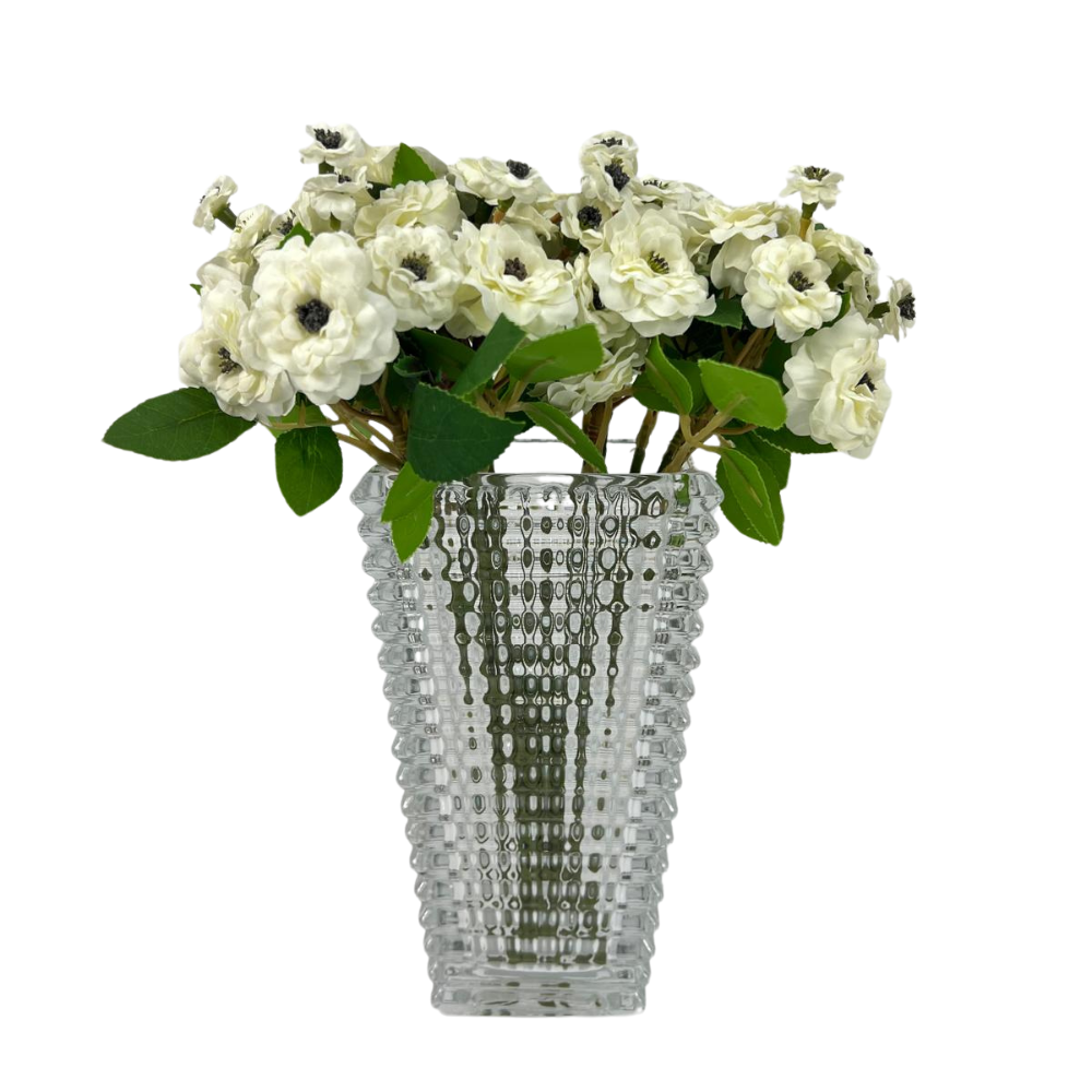 Baccarat Inspired Vase with White Flowers