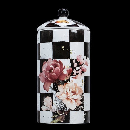 Chic Checkered Porcelain Cookie Jars Large