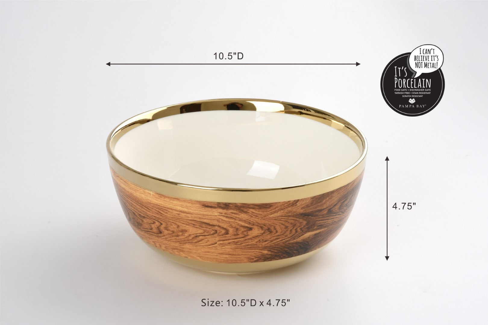 Madera Wood Gold Large Bowl