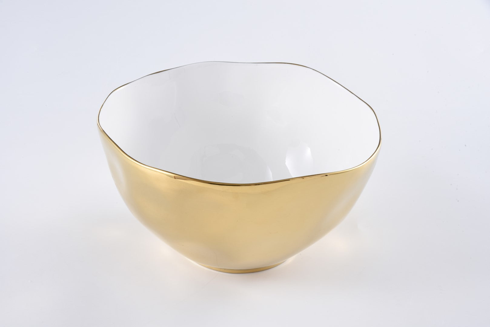 Simple Ceramic White & Gold Extra Large Bowl