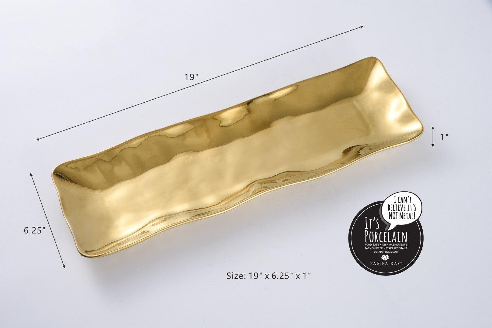 Simple Ceramic Gold Rectangle Serving Piece
