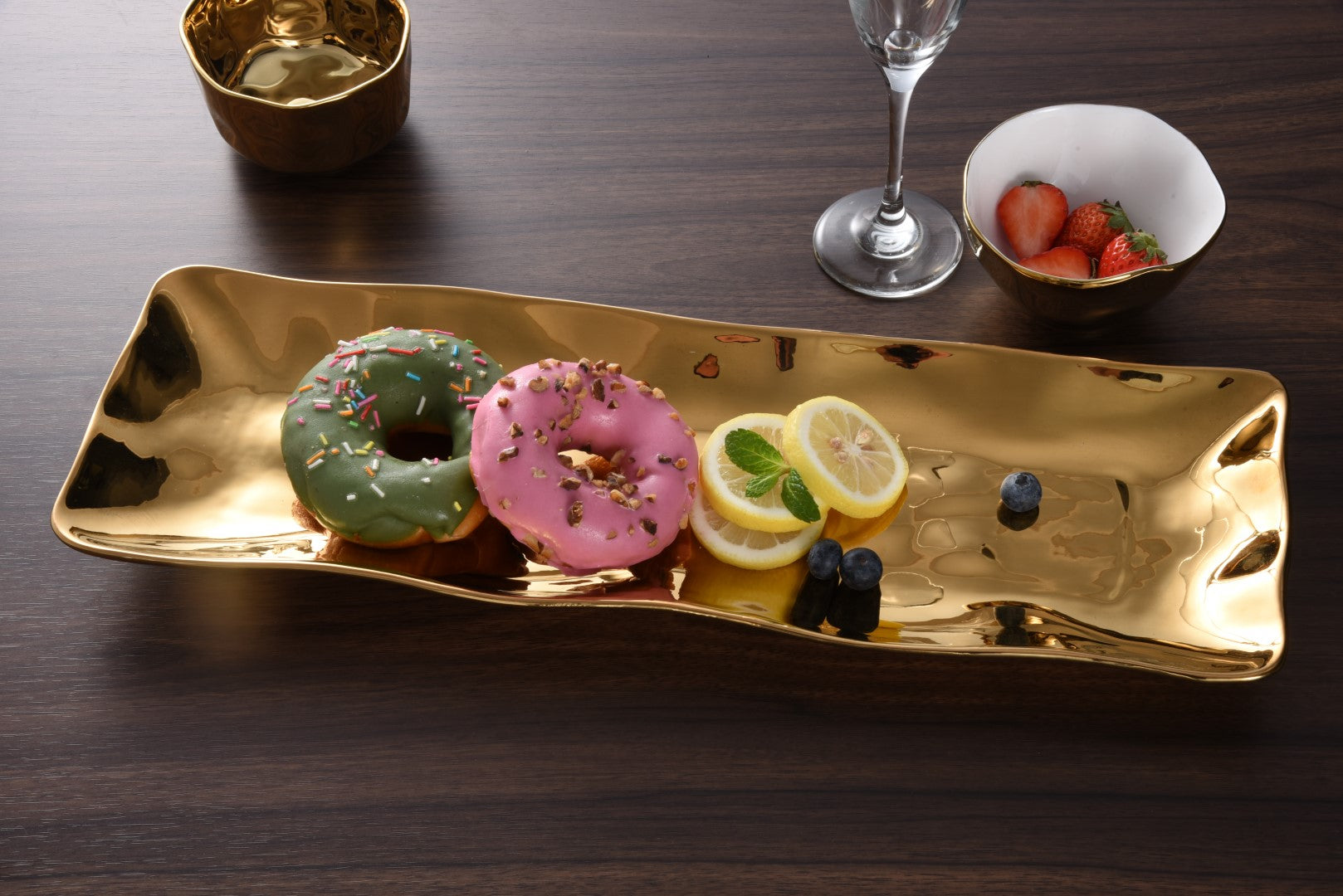 Simple Ceramic Gold Rectangle Serving Piece