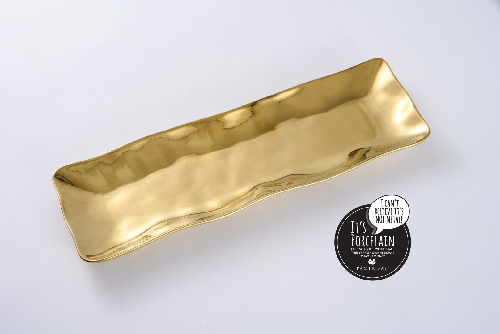 Simple Ceramic Gold Rectangle Serving Piece