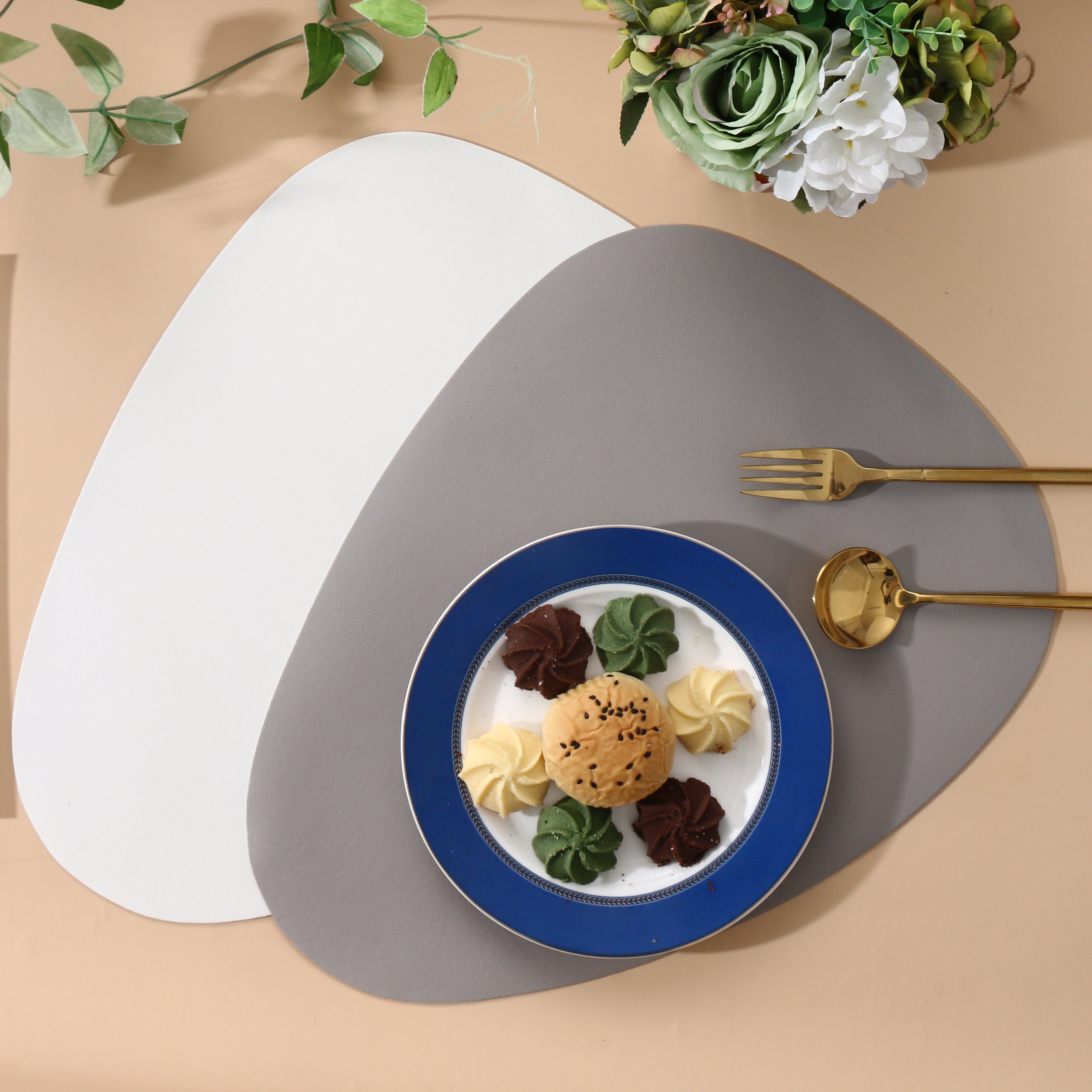 Pink & Gray Double Sided Leather Placemat