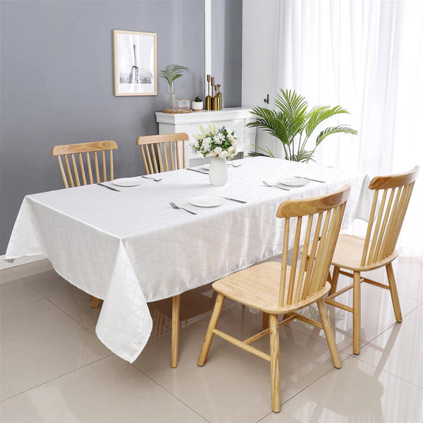 TC1333 Jacquard White Silver Rays Tablecloth